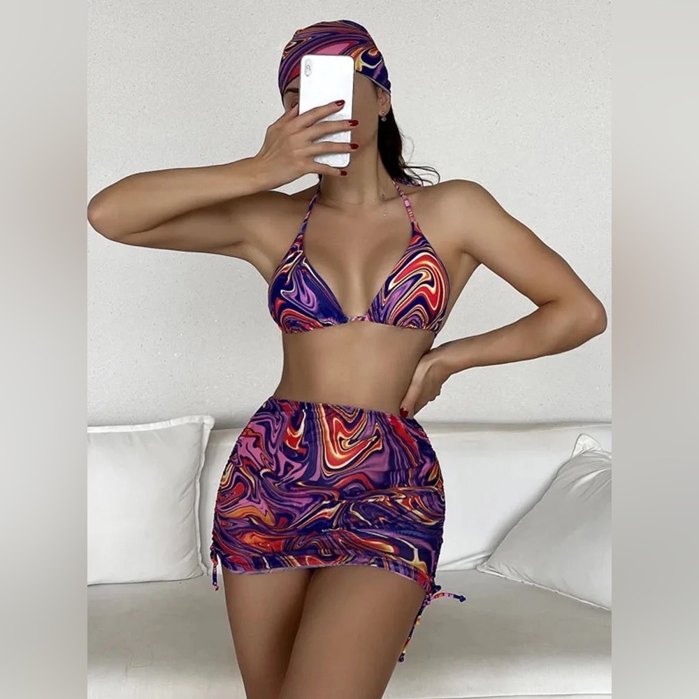 Four Piece Colorful Bikini Set